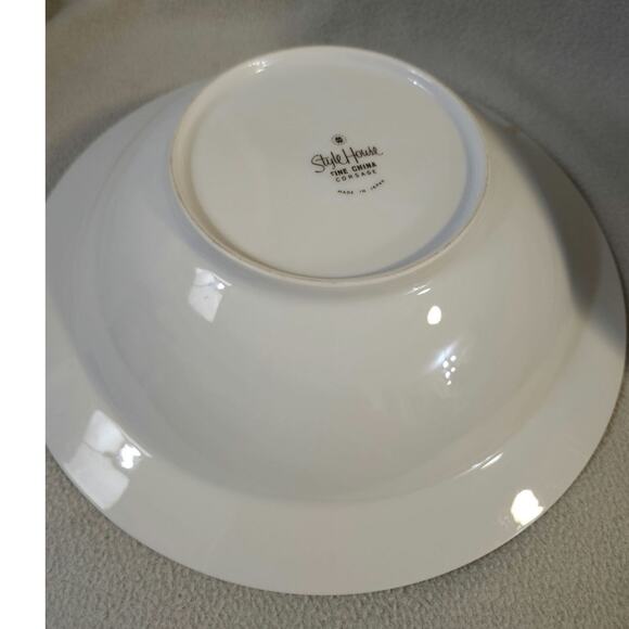 Vintage STYLE HOUSE Fine China CORSAGE 11" Oval Serving Bowl Blue Flowers Silver - Picture 2 of 7